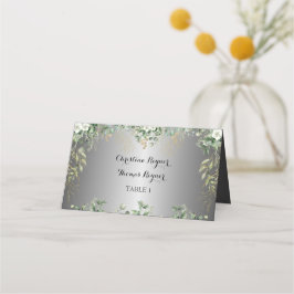 Tarjeta De Asiento Flores apreciadas: Acentos plateados y anillos dor