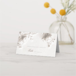 Tarjeta De Asiento Flores blancas 3D arqueadas boda