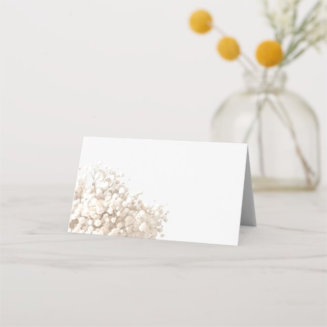 Tarjeta De Asiento flores blancas de aliento de bebé (Anverso)