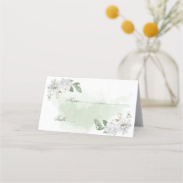 Tarjeta De Asiento flores blancas hojas verdes botánico