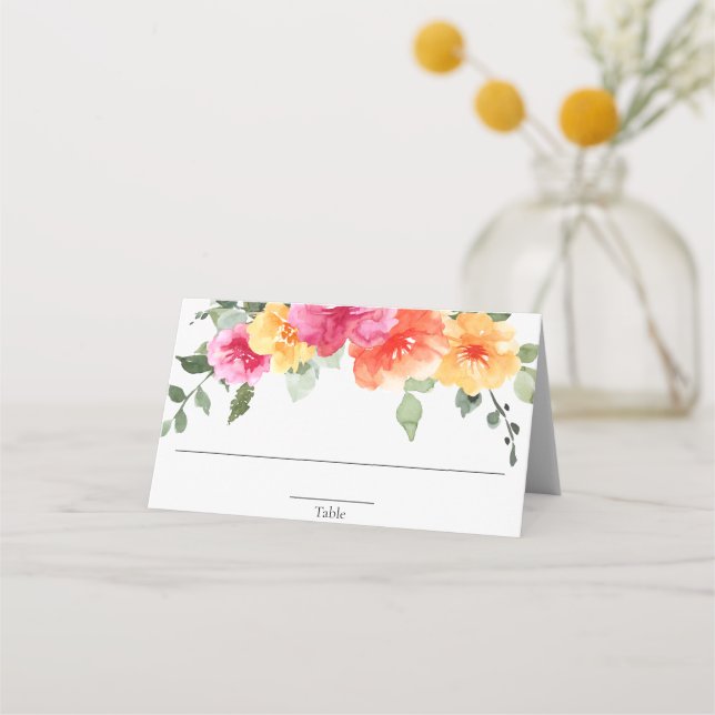 Tarjeta De Asiento Flores brillantes de primavera verano florales ros (Anverso)