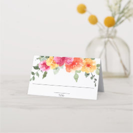 Tarjeta De Asiento Flores brillantes de primavera verano rosa naranja