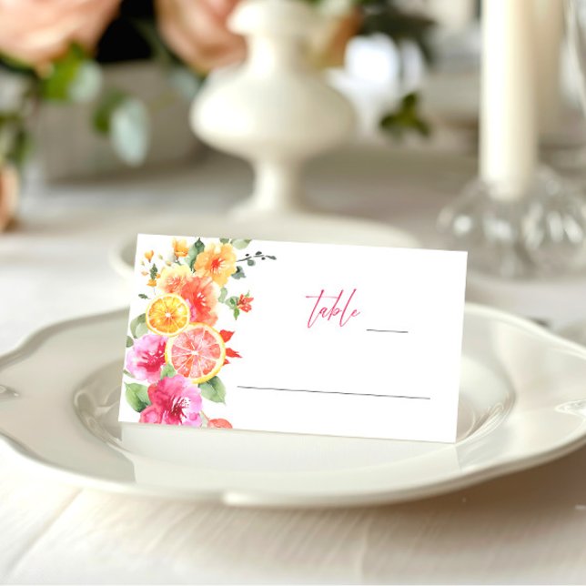 Tarjeta De Asiento Flores Brillantes Festivas Florales Citrus Bridal  (Subido por el creador)