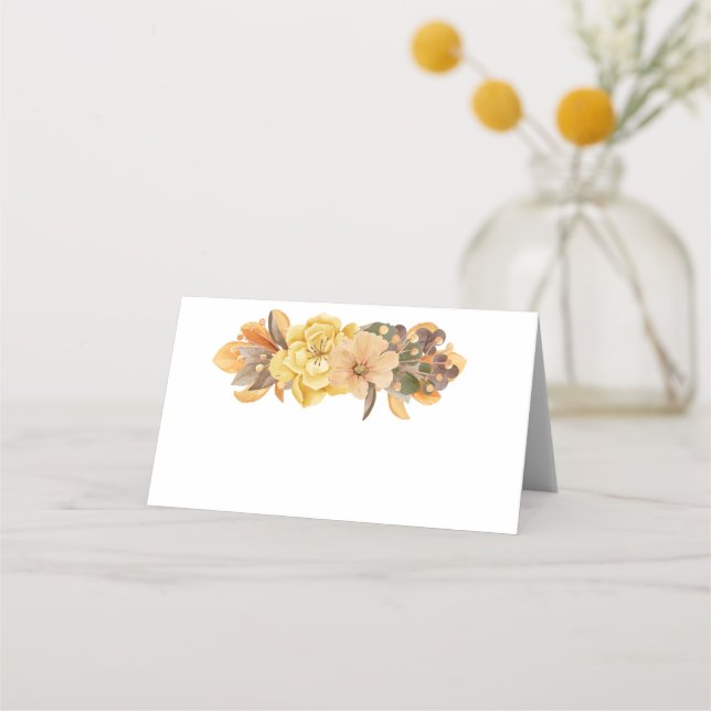 Tarjeta De Asiento Flores de Acción de Gracias de otoño (Anverso)