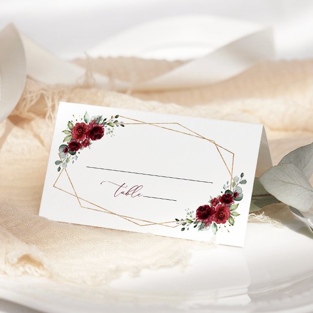 Tarjeta De Asiento Flores de Borgoña, Flores Rojas, Despedida de Solt (Subido por el creador)