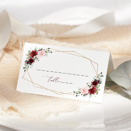 Tarjeta De Asiento Flores de Borgoña, flores rosas, vegetación, Boda