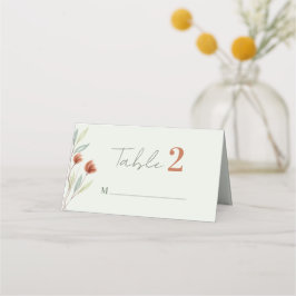 Tarjeta De Asiento Flores de color de agua Pastel Green