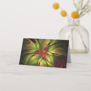 Tarjeta De Asiento Flores de fantasía fractal blandas y tendientes