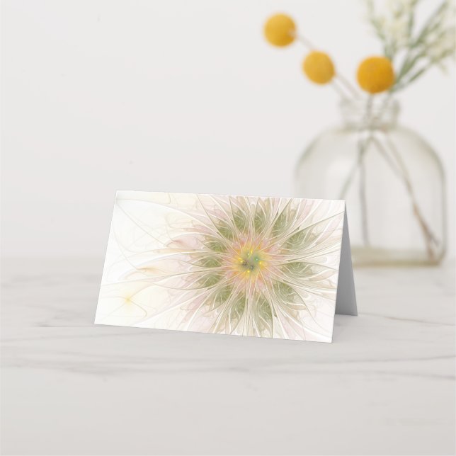 Tarjeta De Asiento Flores de fantasía fractal blandas y tendientes (Anverso)