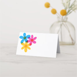 Tarjeta De Asiento Flores Hippie Brillantes y Negrita Boda Primaria