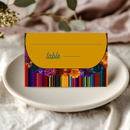 Tarjeta De Asiento Flores mexicanas modernas boda amarillo