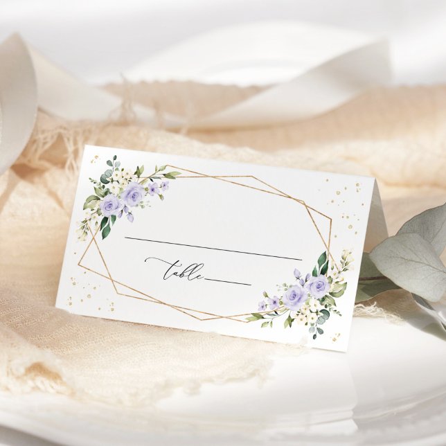 Tarjeta De Asiento Flores moradas, flores blancas, boho, Boda (Subido por el creador)