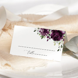 Tarjeta De Asiento Flores moradas, flores de ciruela, boho, Boda flor
