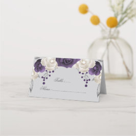 Tarjeta De Asiento flores polvorientas moradas y blancas