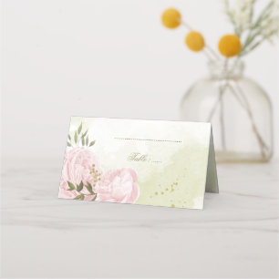 Tarjeta De Asiento flores rosadas bonitas hojas verdes