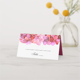 Tarjeta De Asiento Flores rosadas de acuarela. Boda floral de fucsia