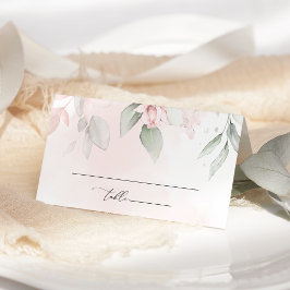 Tarjeta De Asiento Flores rosadas, flores rosas, follaje, boda 