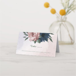 Tarjeta De Asiento flores rosadas y navales botánicas