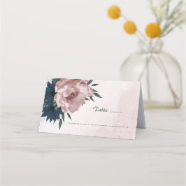 Tarjeta De Asiento flores rosadas y navales botánicas