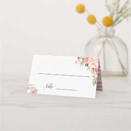 Tarjeta De Asiento Flores rosas Boda de Moda Boho plegado