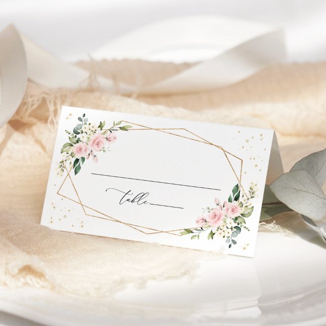 Tarjeta De Asiento Flores rosas, flores blancas, vegetación, Boda (Subido por el creador)