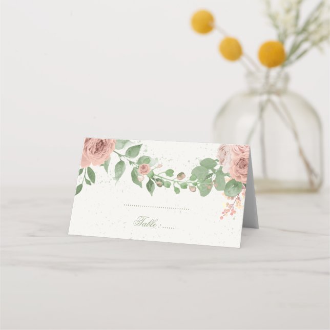Tarjeta De Asiento flores rosas ruidosas vegetación botánica (Anverso)