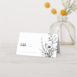 Tarjeta De Asiento Flores salvajes de B&W en negrita