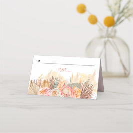 Tarjeta De Asiento Flores secas y pampas hierba manchada de rosa suav