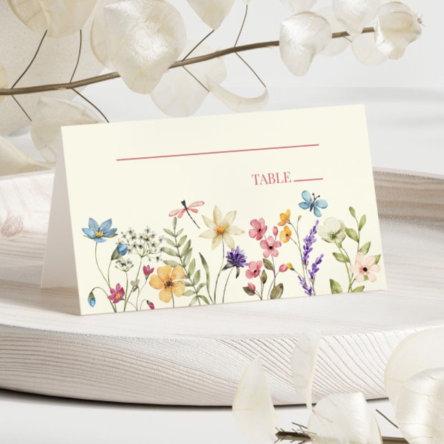 Tarjeta De Asiento Flores silvestres bautizan con flores (Subido por el creador)