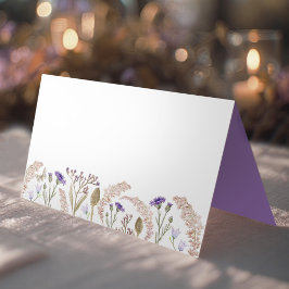 Tarjeta De Asiento Flores silvestres color agua y bodas caen