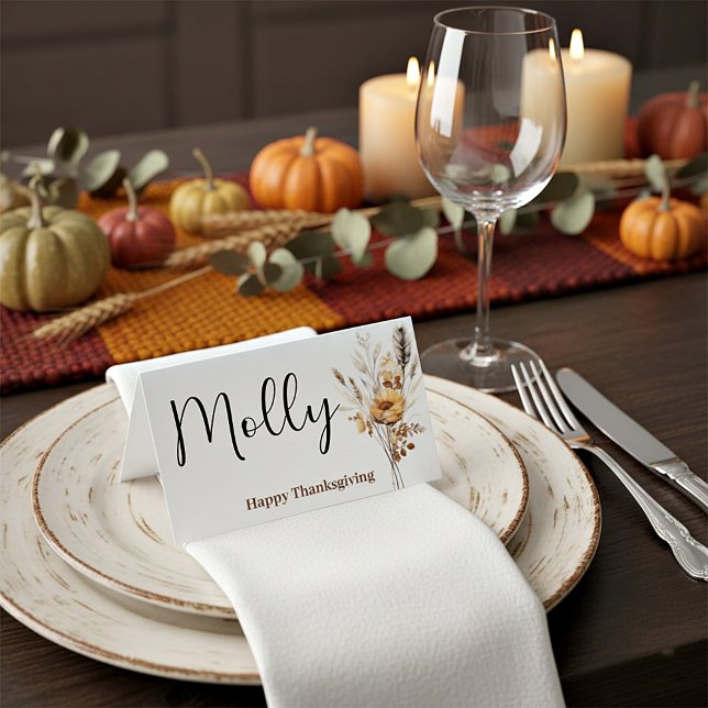 Tarjeta De Asiento Flores silvestres sencillas de otoño personalizada (Subido por el creador)