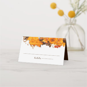 Tarjeta De Asiento Flores Y Hojas De Otoño
