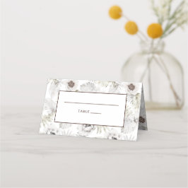 Tarjeta De Asiento Flores y plumas blancas