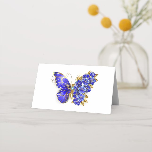 Tarjeta De Asiento Flower Sapphire Butterfly (Anverso)