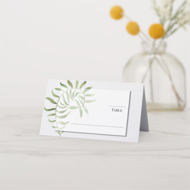 Tarjeta De Asiento Foliage simple | Fern | Diseño de Bodas verdes (Anverso)