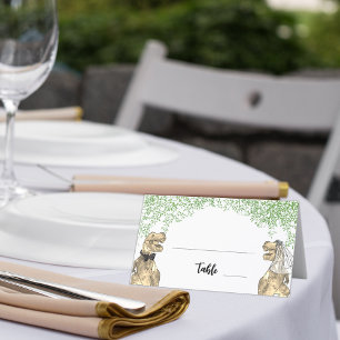 Tarjeta De Asiento Follaje de Boda con Tema de Dinosaurios