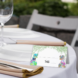 Tarjeta De Asiento Follaje Temático de Dinosaurios para Bodas
