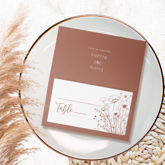 Tarjeta De Asiento Fondo de Terracota Monograma de Flor Silvestre Bla (Subido por el creador)