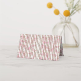 Tarjeta De Asiento fondo rayado rosa y blanco