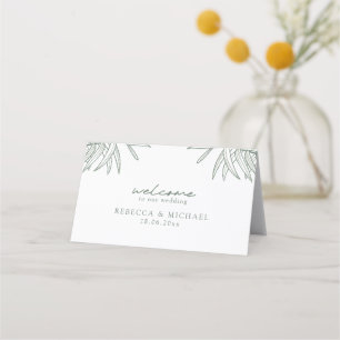 Tarjeta De Asiento Forestal Verde Mano Simple Dibujado Botánico Dobla