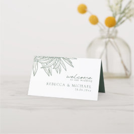 Tarjeta De Asiento Forestal Verde Mano Simple Dibujado Botánico Dobla