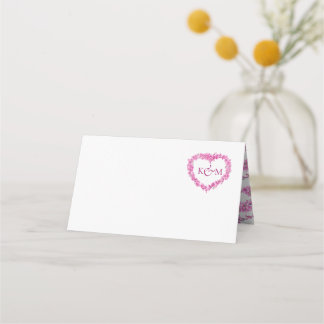 Tarjeta De Asiento Forget-me-not heart art wedding pink white