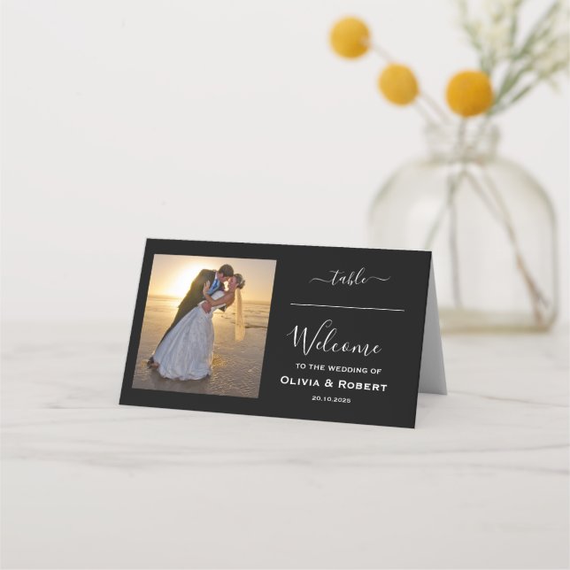 Tarjeta De Asiento Foto Boda simple personalizada (Anverso)