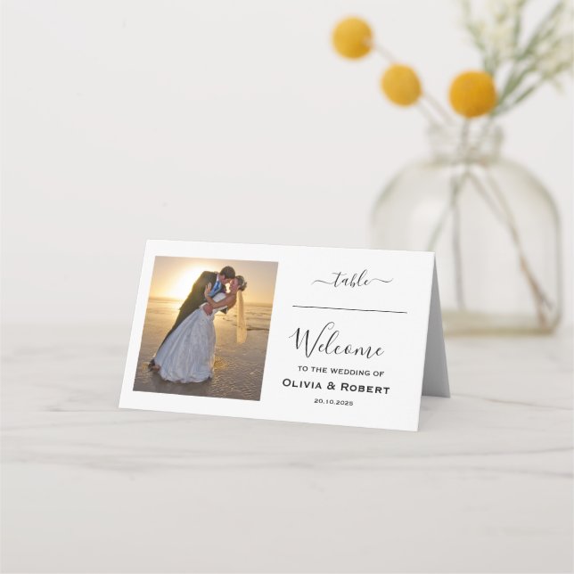 Tarjeta De Asiento Foto Boda simple personalizada (Anverso)