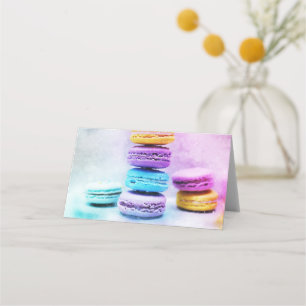 Tarjeta De Asiento Foto de los coloridos Macarones Deliciosos