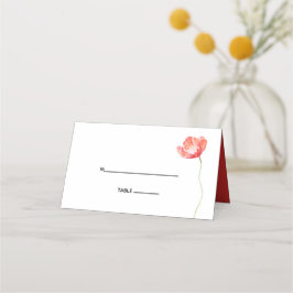 Tarjeta De Asiento Foto moderna de un Boda rojo con amapola
