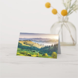 Tarjeta De Asiento Foto panorámica de colinas onduladas