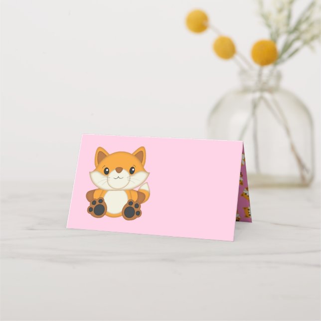 Tarjeta De Asiento Fox Baby Shower Pink (Anverso)