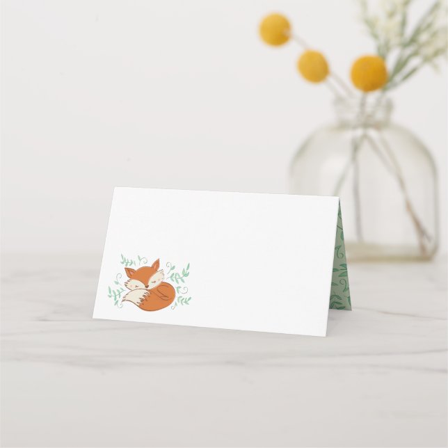 Tarjeta De Asiento Fox Baby Shower Woodland Animals (Anverso)