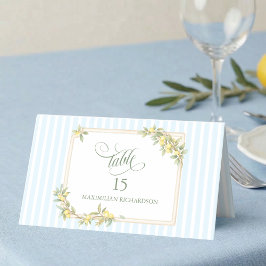 Tarjeta De Asiento Frania Costera de Limón Personalizada de Boda
